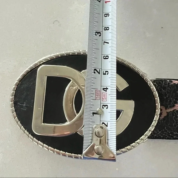 DG BROWN LEATHER Y2K BUCKLE  BELT 39” LONG - Picture 4 of 9